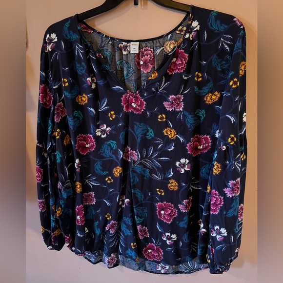 Old Navy blue and colorful flower print tunic, size XXL. - Picture 1 of 5